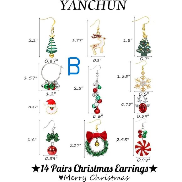 New Christmas Earrings Set Snowman Dangle Drop Earrings Christmas Tree J… - Picture 2 of 11